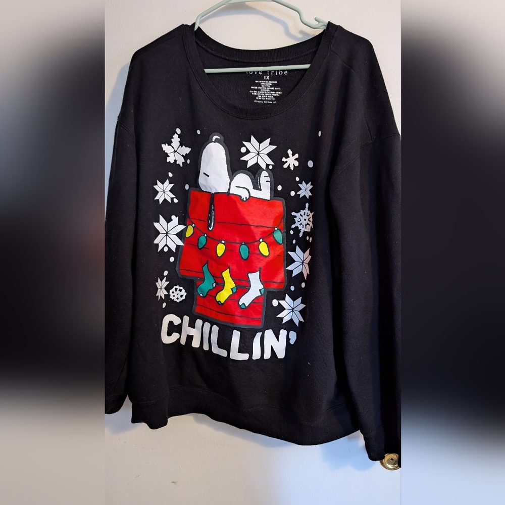 Love Tribe Black Snoopy Holiday Sweatshirt